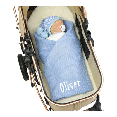 藍色嬰兒毯針織新生兒襁褓巾