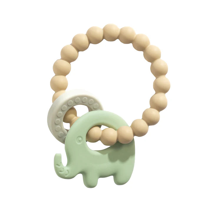 LIGHT SAGE SILICONE ELEPHANT TEETHER