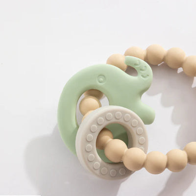 LIGHT SAGE SILICONE ELEPHANT TEETHER