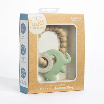 LIGHT SAGE SILICONE ELEPHANT TEETHER