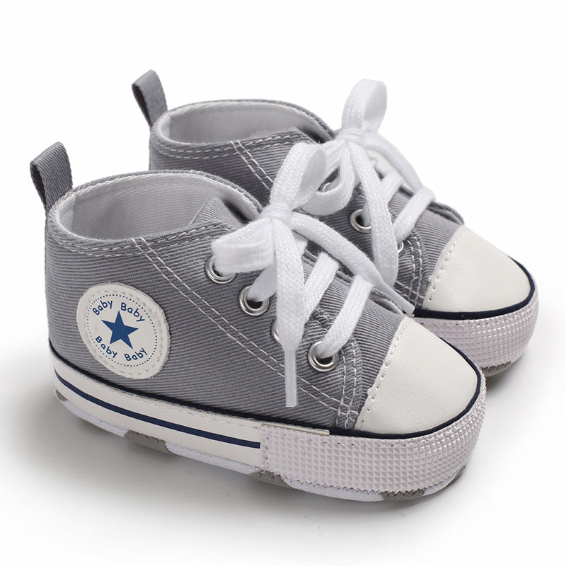 GREY BABY CANVAS SNEAKERS Snugglebubs Online